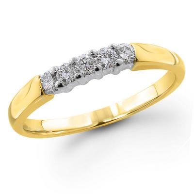 14K Yellow Gold 1/4 ctw. Five - Stone Diamond Wedding / Anniversary Band (G-H;SI1-2)