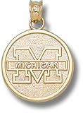 Michigan Wolverines Solid 10K Gold ''M MICHIGAN'' Round 5/8'' Pendant