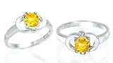 Round Cut Citrine Ring Sterling Silver