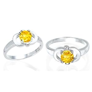 Buy Round Cut Citrine Ring Sterling Silver by Peora