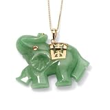 14K Gold Jade Green Elephant Pendant (Ladies)