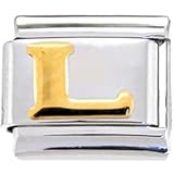 GOLD PUFFY Letter L Italian Charm