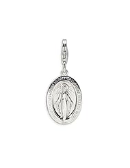 Amore LaVita(tm) Sterling Silver Miraculous Medal w/Lobster Clasp Charm for Charm Bracelet