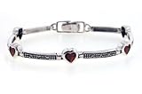 Sterling Silver Marcasite Red GARNET Heart Bracelet