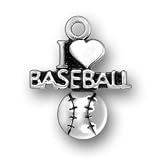 .925 Sterling Silver I LOVE BASEBALL Charm - Gift Packaged!