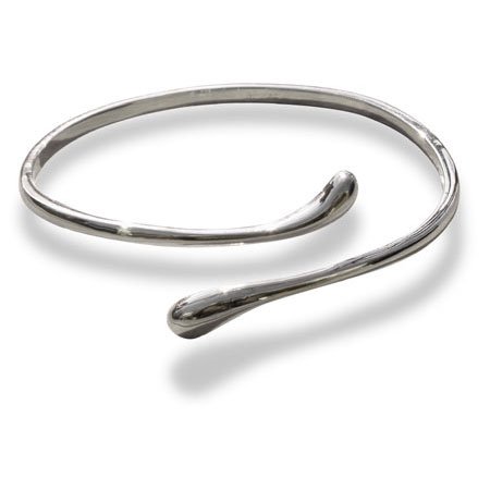 Eve's Addiction Elongated Teardrop Sterling Silver Bangle Bracelet