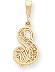 14k Yellow Gold Initial S Charm. Gold Weight- 1.26g.