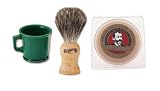 Green Shaving Mug, #904 Badger Shave Brush & Col Conk Bay Rum Soap * Combo