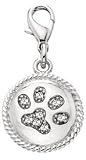 Austrian Crystal Dog Paw Print Collar Charms - Clear