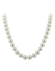 Gold Filled White Round Freshwater Pearl 14, 16, 18, 20, 22, 24 Inch Necklace with Swarovski Elements