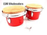 NEW DARK RED WOOD - 01 - BONGO DRUM SET - conga tribal - B001MZYJ1S