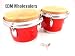 Musical Instruments : NEW DARK RED WOOD - 01 - BONGO DRUM SET - conga tribal