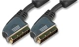5m Scart to Scart Cable - Premium Lead 24k Gold Plated / Fitted with EMI Suppressors / 5 Metre (By Cables 4 ALL)