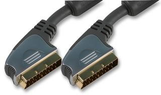 5m Scart to Scart Cable - Premium Lead 24k Gold Plated / Fitted with EMI Suppressors / 5 Metre (By Cables 4 ALL)