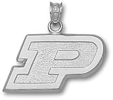 Purdue Boilermakers Solid Sterling Silver ''P'' Stippled 1/2'' Pendant