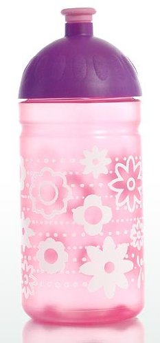 ISYbe (ehemals ISIfeel) Trinkflasche 500ml Blumen rosa-transparent/weiß/lila, schadstofffrei, spülmaschinengeeignet, auslaufsicher auch bei Sprudel