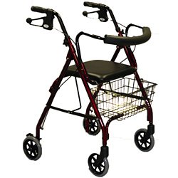 Medline MDS86810 Rollator, Deluxe, Burgundy, 250 Lbs, Curved On Sale