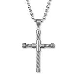 Mens Stainless Steel Cable Cross