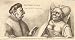 2.75 inch x 2 inch (7.5 x 5cm) Acrylic Fridge Magnet Wenceslaus Hollar - Two deformed heads behind wall