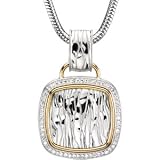 67049 Sterling & 14Ky Gold 1/3 Ct Tw Diamond Pendant On 18 Snake Chn