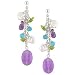 Sterling Silver Cultured Freshwater Pearl and Multi-Gemstone Earrings