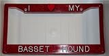 Red Glitter I Love My Basset Hound Frame