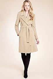 Autograph Notch Lapel Trench Belted Coat with Angora