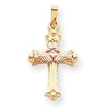 14k Two-Tone Gold Claddagh Cross Pendant