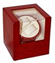 Cherry Double Watch Winder For Automatic Watch with Programmable Timer Dual Cherry Wood Finish