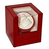 Cherry Double Watch Winder For Automatic Watch with Programmable Timer Dual Cherry Wood Finish by Watch Pavilion