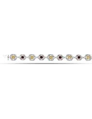 Sterling Silver Rhodium Plated Tennis Bracelet With Garnet, Citrine And Pave Set Cz - 7.5 Inches