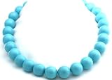 Turquoise Necklaces 15 mm Turquoise Mother of Pearl Based Gorgeous Beads Beaded Necklace 17