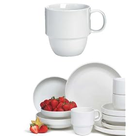 Tienshan Stack-Up White Mug by Trudeau - Set of 6