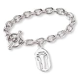 Sterling Silver Pierced Crucifix 7.5-inch Toggle Bracelet