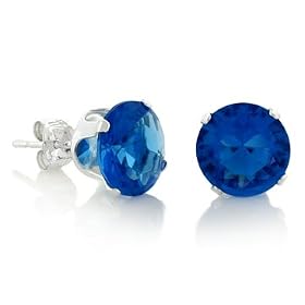 December Birthstone Blue Zircon Round Cut Cubic Zirconia CZ Silver Stud Earrings