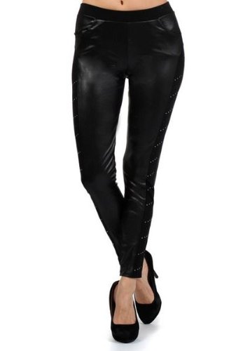 High Waist Leather Skinny Leggings Pants Tights Full Treggings