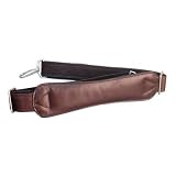 Extra-Long Ergonomic Leather Shoulder Strap Color: Brown with Matte Silver Hardware