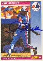 Eric Bullock, Montreal Expos, 1992 Score Autographed Card