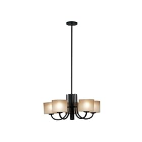 Kenroy Home 80335ORB Matrielle Five-Light Convertible Chandelier with 7-Inch Glass Shades by Kenroy Home
