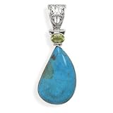 Chrysocolla and Peridot Pendant in Sterling Silver