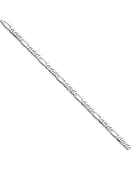 10 Inch 14k White Gold 2.75mm Flat Figaro Chain Anklet