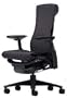Embody Chair by Herman Miller - Home Office Desk Task Chair with Adjustable Arms - Graphite Frame Rhythm Charcoal Fabric