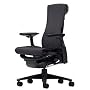 Embody Chair by Herman Miller - Home Office Desk Task Chair with Adjustable Arms - Graphite Frame Rhythm Charcoal Fabric