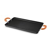 IMAGE OF Rachael Ray Hard Anodized Nonstick 18-Inch by 9.6-Inch Double Burner Griddle, Orange