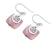 Stone Earrings - Pink Mother of Pearl Square - 16 mm