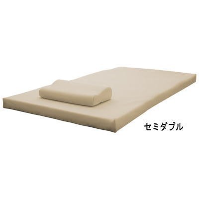 【送料無料】 竹炭入り 8cm厚 メッシュ 低反発マットレス ＆ 低反発 枕セット●セミダブル ・ベージュ