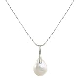 Sterling Silver White Pear-Shaped and Coin Freshwater Cultured Pearl Pendant Chain Necklace 13-14mm - 162