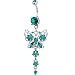 Blue Zircon CZ Butterfly Gem Chain Drop Belly Ring