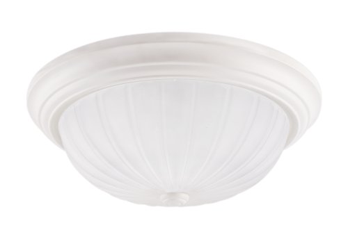 Westinghouse 64195 Two-Light Flush Mount Ceiling Fixture, White with Frosted Globes