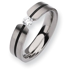 Titanium 6mm 0.33ct. Diamond Band Ring - Size 13